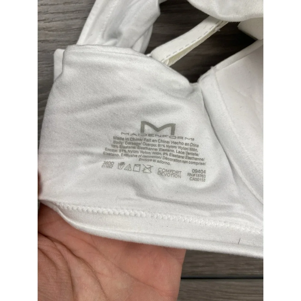 Maidenform Women's Lace Trim T Shirt Bra White Size 38DD New